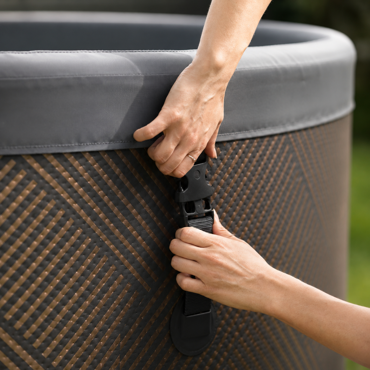 Close-up detail of MONO Luxury Portable Spa premium materials and spa design