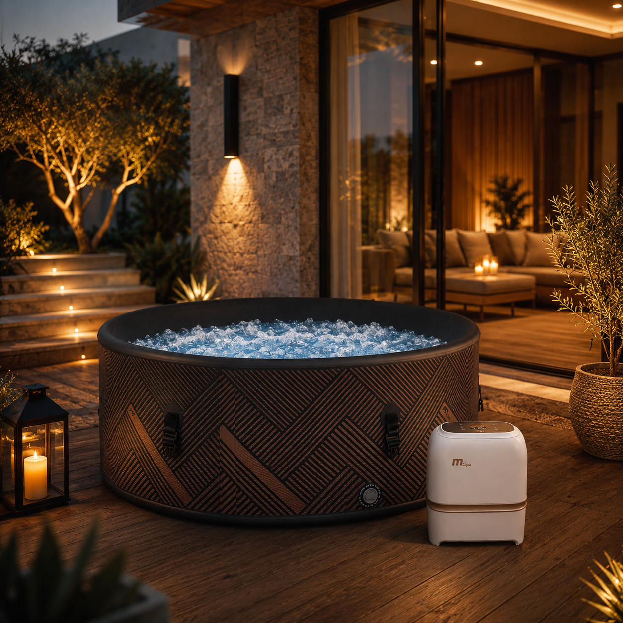 MONO Luxury Portable Spa by Veluralife in luxury outdoor spa setting