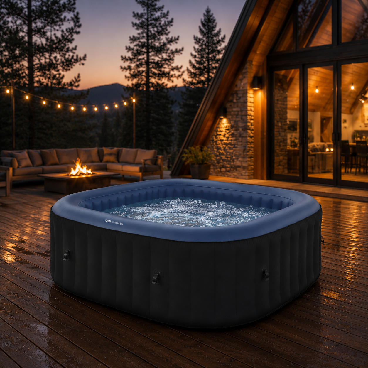TEKAPO Luxury Inflatable Spa by Veluralife in luxury outdoor spa setting